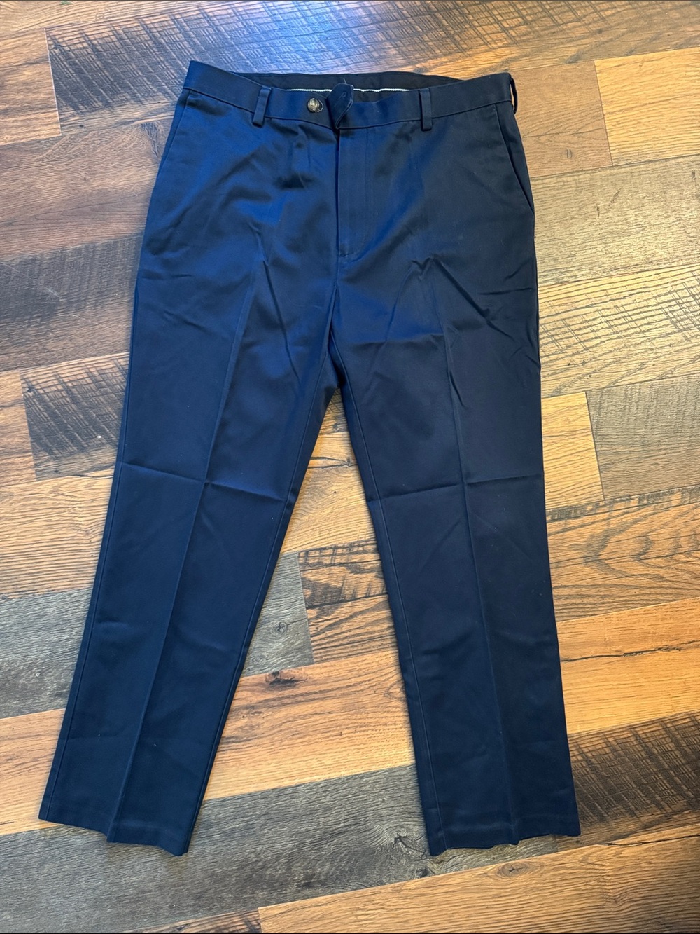 Roundtree & Yorke Men's Navy Dress Pants - Tailored Front Crease